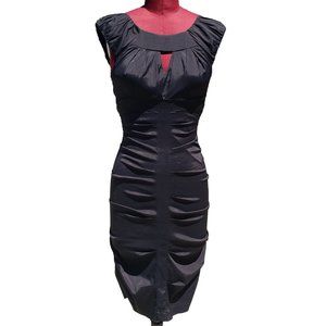 Vintage Cache Wiggle Dress Black Ruched Sleeveless Bodycon Special Occasion 4
